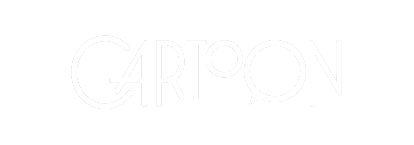 Cartoon Logo weiß